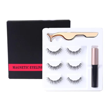 

Magnetic Eyeliner Eyelashes Kit Waterproof Liquid Eyeliner 3 Pair Long Thin False Eyelash Natural Look With Tweezers