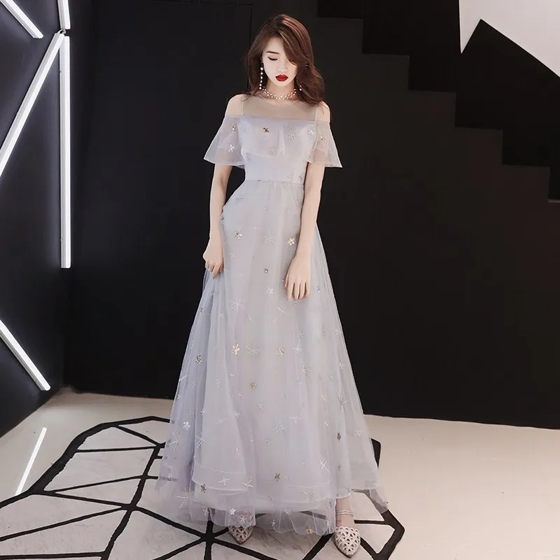 

2020 Real Vestido De Festa Female 2020 New Party Noble Aristocratic Temperament Show Thin Dress Long Bridesmaid Dresses Dust