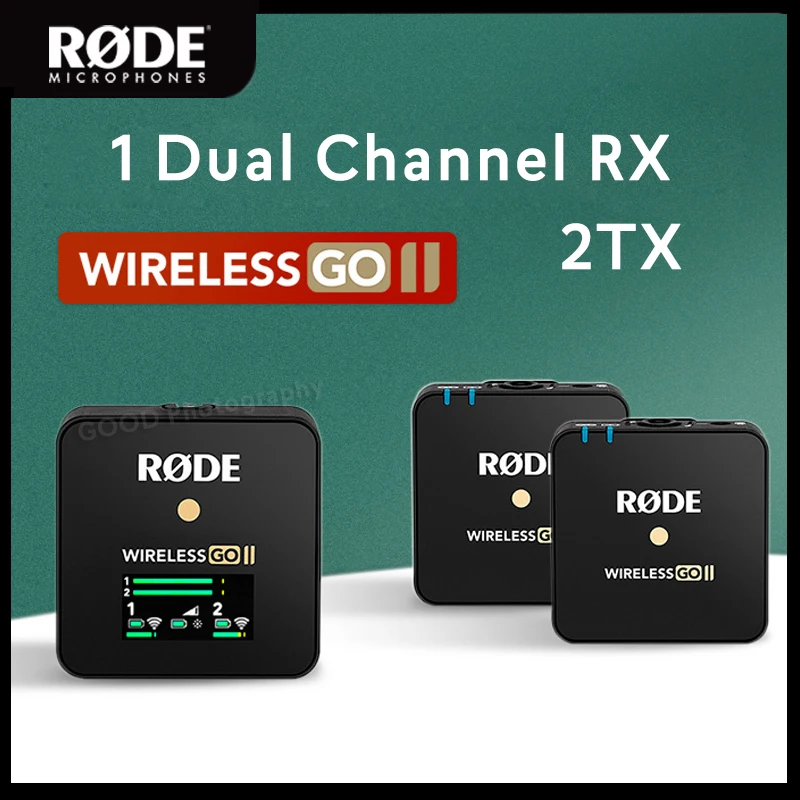 

Беспроводной микрофон Rode Wireless Go II RX 2TX, двухканальный микрофон с передачей 200 м для телефона, цифровой зеркальной камеры, для видеоинтервью