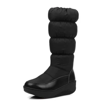 

Snow Women's Boots 2020 Winter Warm Plush Waterproof Down Female High Boots Wedges Rubber Sole Woman Winter Knee-High Boot Shoes