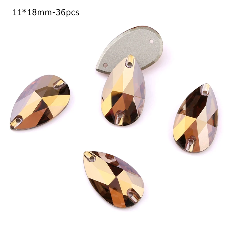 AG 11x18mm - 36pcs ЦЯО АААА Золотой Гематит пришивные стразы, стеклянные бусины, камни, стразы, аппликации для свадебного платья, одежда для рукоделия, швейные кристаллы - Цвет: AG 11x18mm - 36pcs