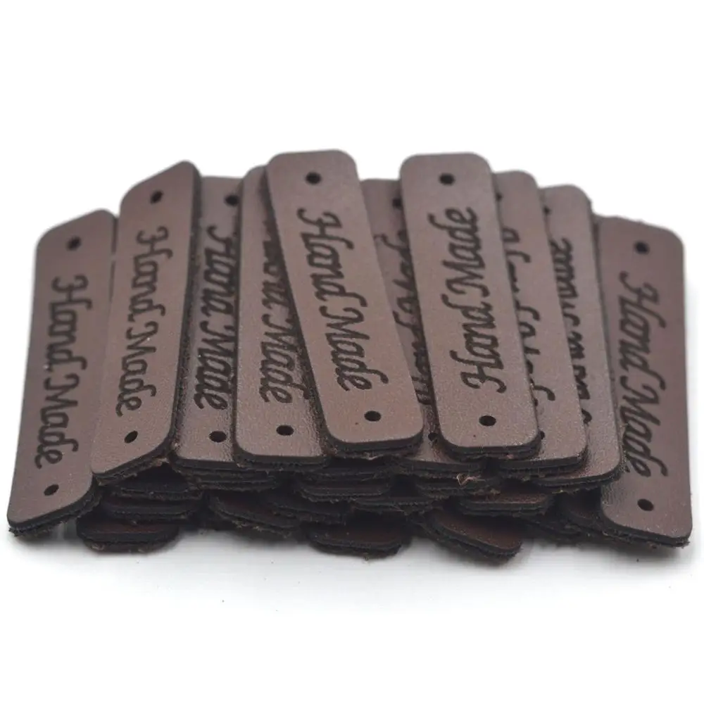 KALASO High Quality 20pcs Handmade Labels Clothes Garment Leather Labels Hand Made Tags Caps Bags Gifts DIY Sewing Supplies