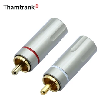 

2Pcs/1Pair Gold Plated RCA Connector RCA male plug adapter Video/Audio Wire Connector Support 6mm Cable white&red super fast