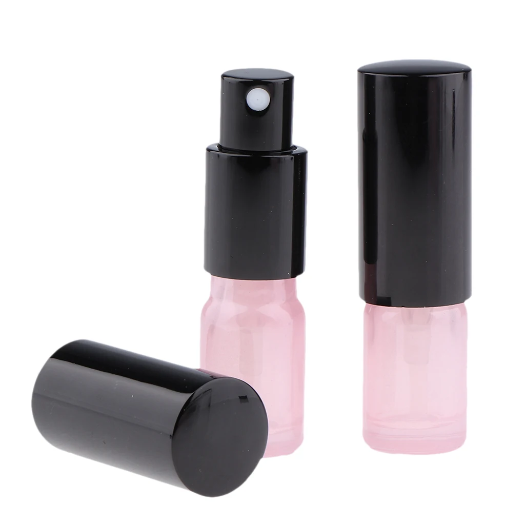 2pcs Empty Glass Fine Mist Mini Spray Bottles with Atomizer Pump - for Essential Oils, Travel, Perfumes and More,Pink
