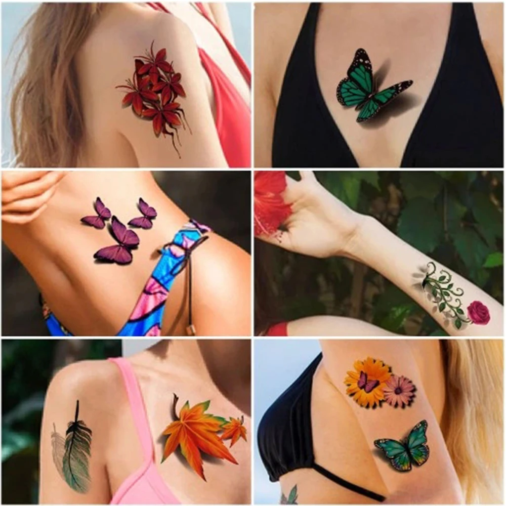 100 Stück Großhandel temporäre Tattoo Aufkleber Blume 3d Schmetterling  Lippe Rose Halskette Insekt Skorpion Hals Körper Frauen Mann Tattoo -  AliExpress, image size:1000x1000