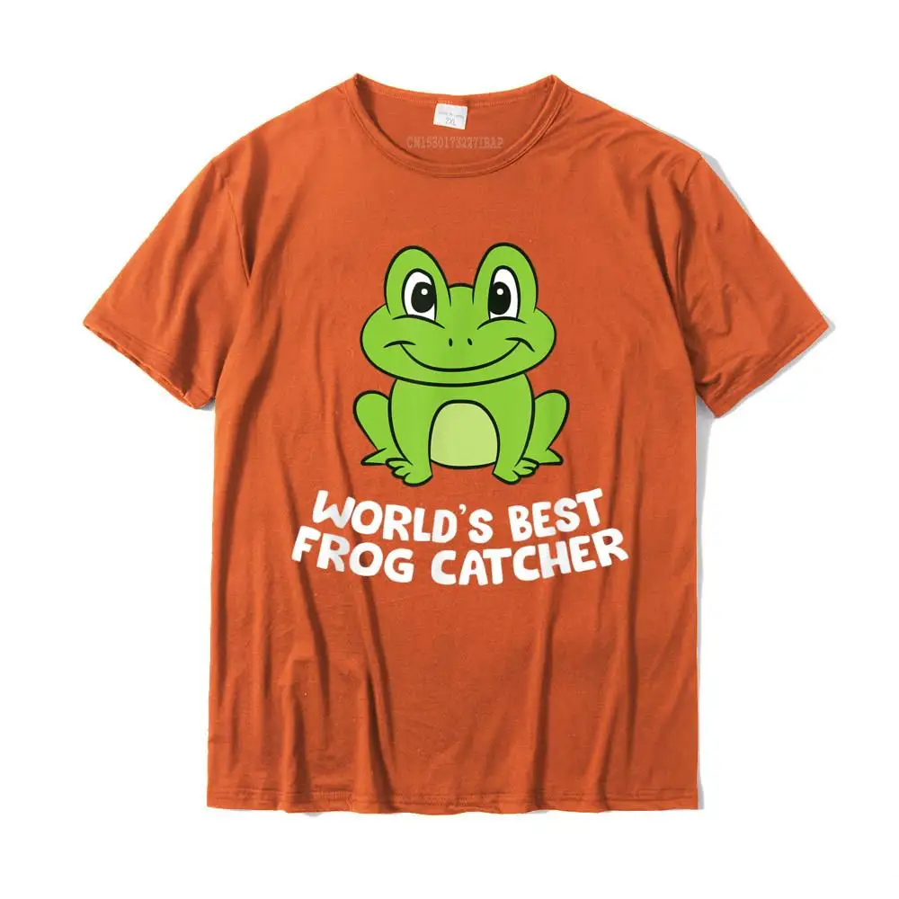 Slim Fit Crew Neck T-Shirt Autumn Tops Shirts Short Sleeve Discount 100% Cotton Fabric Geek T Shirt Classic Men Funny Frog Hunter World's Best Frog Catcher T-Shirt__MZ22858 orange