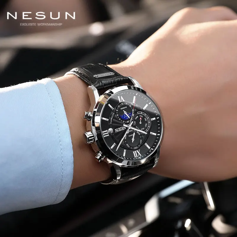 

Switzerland Brand Mechanical Watches For Men Nesun Luxury Sport Leather Automatic Watches Mens Clocks With Box Relogio Masculino