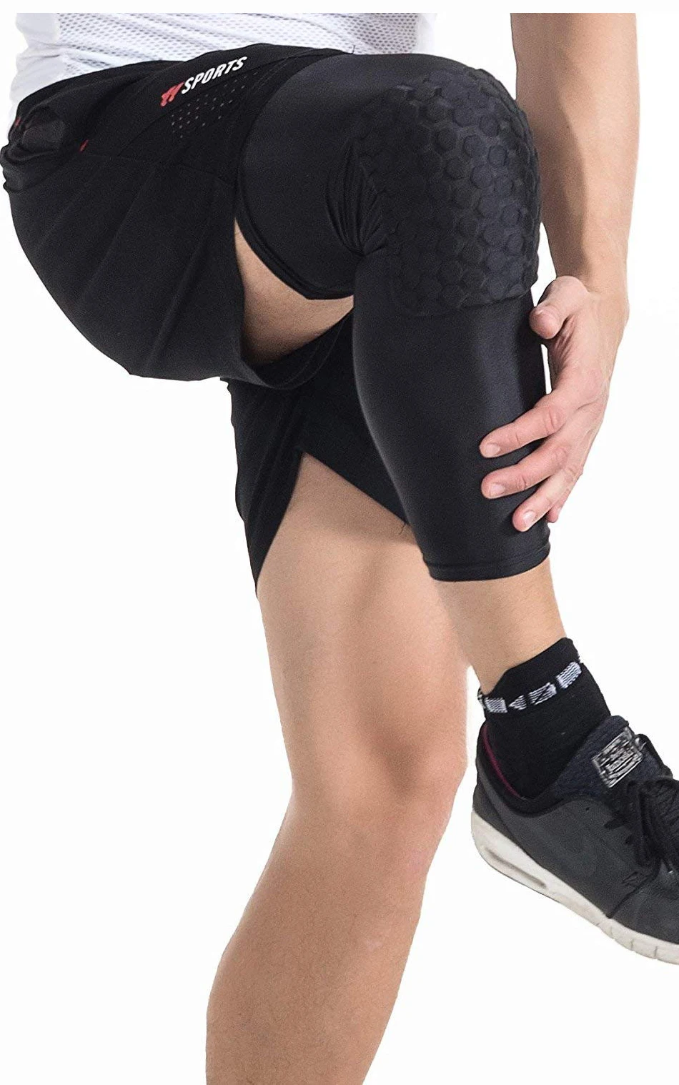 Баскетбольный протектор колена компрессионный рукав сотовая Поддержка эластичный протектор колена