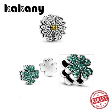 

KAKANY 2020 High Quality New Spopular Reflexions Sparkling Daisy, Pavé Four Leaf Clover Clip Pendant Original DIY Jewelry Gift