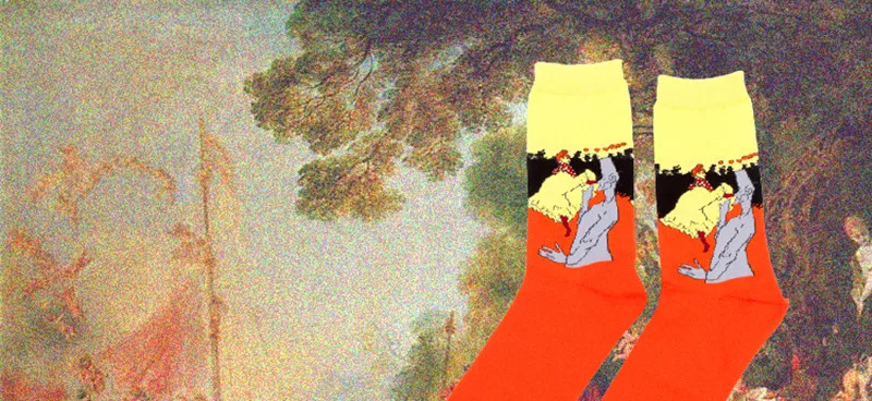 1 pair Hot Sale Classic Autumn Winter Retro Women Personality Art Van Gogh Mural World Famous Painting Female Sock Oil Socks