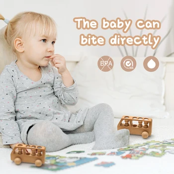 Wooden Peg Dolls Bus Children Educational Toys - Wooden Toys 6