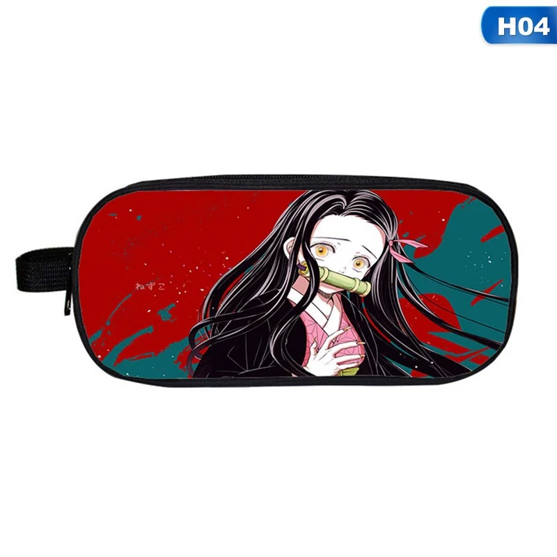 04 Аниме Demon Slayer: Kimetsu no Yaiba чехол-карандаш косметичка мультипликационная Студенческая многофункциональная откидная канцелярская сумка в подарок - Цвет: 04