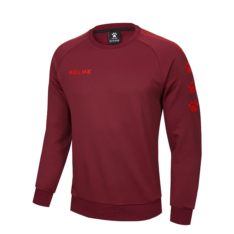 KELME, мужская спортивная толстовка с вырезом лодочкой, большой размер, длинный рукав, Повседневная Толстовка, тренировочный свитер, 3891370 - Цвет: Red