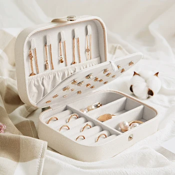 

Portable Jewelry Box Cosmetic Storage Box Earrings Container Organizers Birthday Wedding Gift Travel Homehold Accessories D30