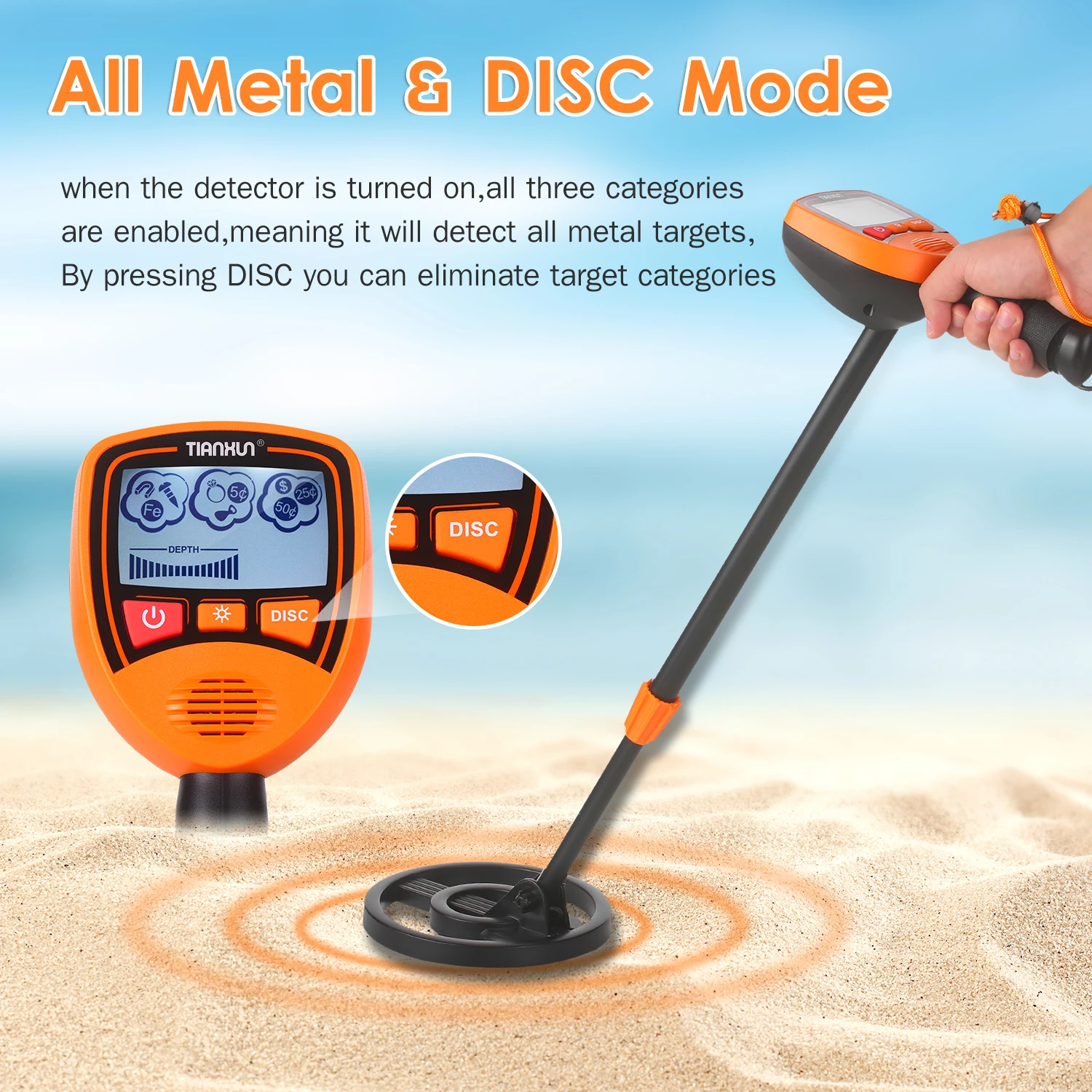 Metal Detector MD1012 Underground Gold Detector Height Adjustable 6.8-inch Waterproof Search Coil  Metal Gold Finder Treasure