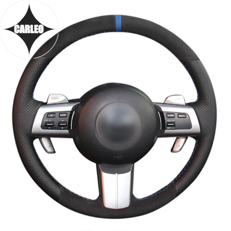 

DIY чехол рулевого колеса автомобиля для Mazda MX-5 2009-2013, из подлинной замши и кожи на заказ ручная вышивка держатель на Обёрточная бумага руль