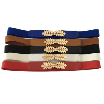 

Patchwork Women Dress Belts Leisure Leaf Shape Waistband Elastic Wild Waist Belts Solid color Ornaments Elegant Girdle Fashion