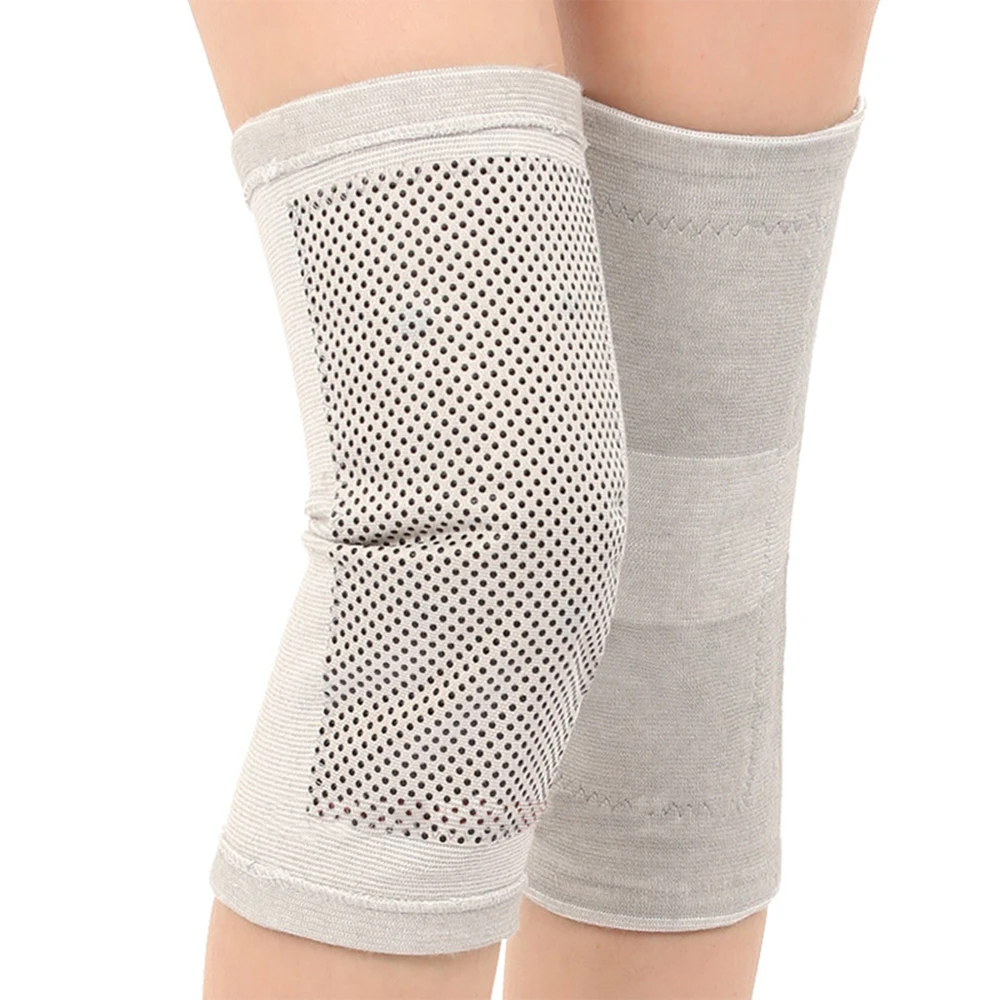 1 Pair Tourmaline Self Heating Knee Pads Magnetic Therapy Kneepad Pain Relief Arthritis Brace Support Patella Knee Sleeves Pads - Color: Light Grey
