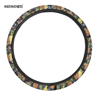 

INSTANTARTS Tropical Pineapple Fruit Famous Design Cute Sturdy Steering Wheel Cover for Women Adorable Steering Wheel Cover Set
