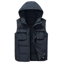 8XL мужской зимний Повседневный теплый толстый капюшон жакет жилетка жилет для мужчин открытый без рукавов водонепроницаемый карманы куртки парки жилет для мужчин