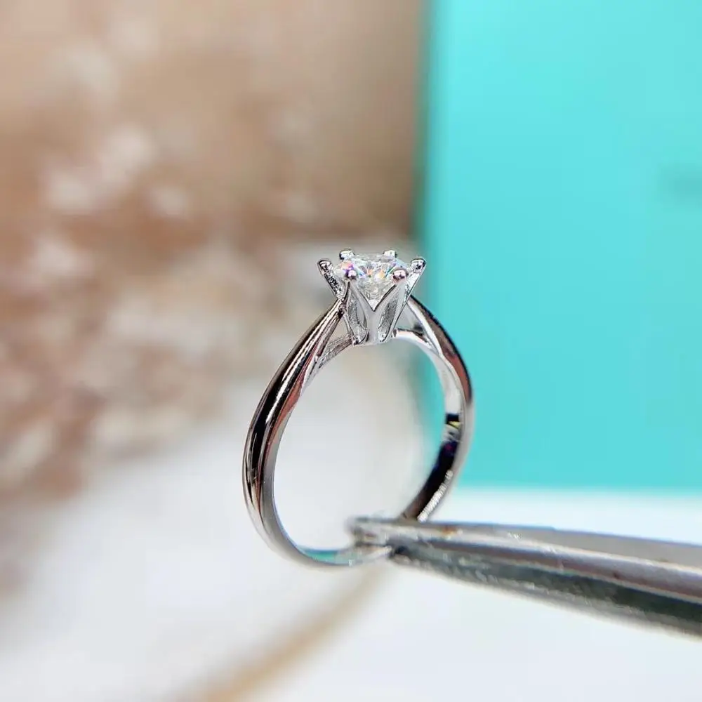 Серебряное кольцо Moissanite 1ct D VVS роскошное свадебное кольцо Moissanite для женщин
