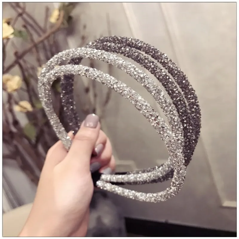 

New Luxury Fashion Hairband Flash Diamond Double Root Hairbands Simple Headwear For Women Crystal Hair Accessories Korean Style