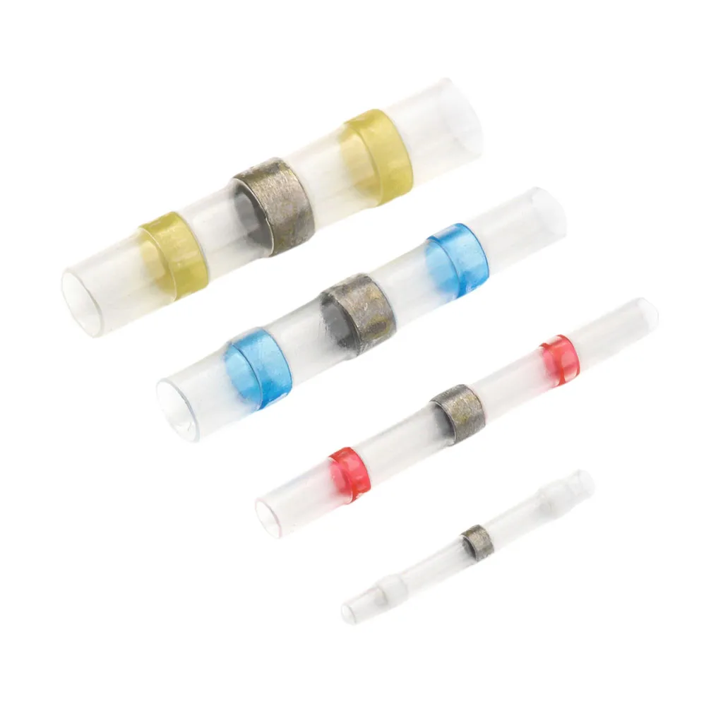 50PCS Solder Sleeve Heat Shrink Butt Waterproof 26-10 AWG Wire Splice Polyolefin heat shrink butt connectors