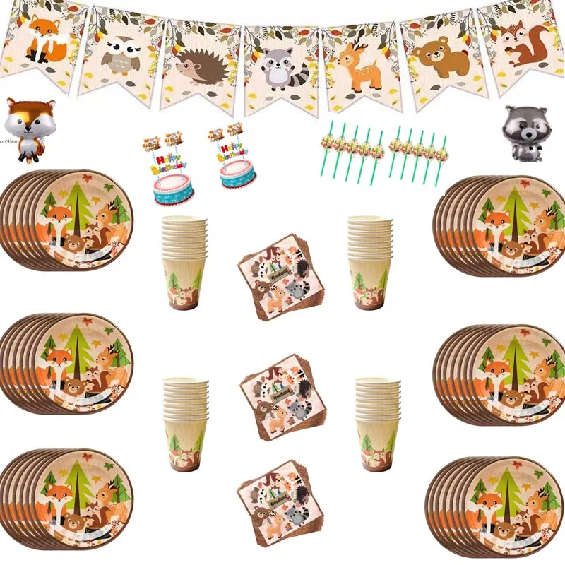 Новинка одноразовые тарелки для детской вечеринки с изображением леса джунглей