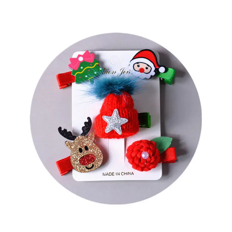 BalleenShiny/Новинка года; рождественские детские заколки для волос; красные заколки для волос; дизайн с короной и бантом; с Санта-Клаусом и оленем; детские головные уборы со снеговиком
