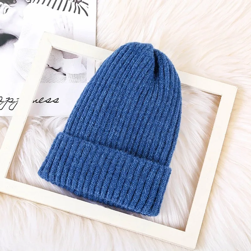 Новая зимняя однотонная шапка, Модная вязаная шапка в форме колокольчика, карамельного цвета, теплая шерстяная шапка