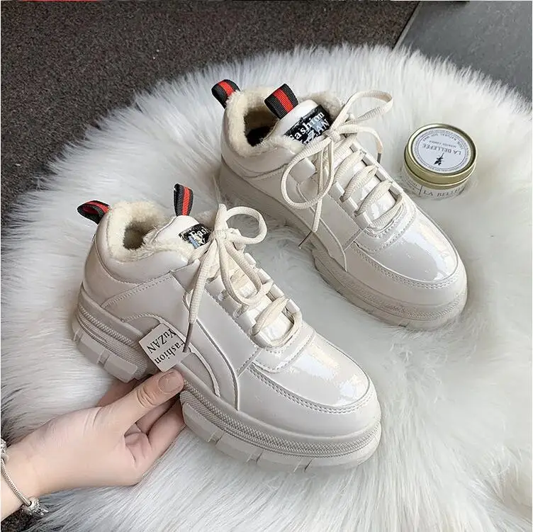 Mhysa Autumn Shoes Woman Sneakers Lace Up Women Leather shoes Flats Vulcanized Shoes Comfort Winter Women's Footwear L1092