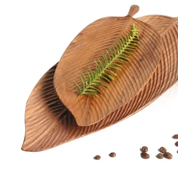 

Black Walnut Plate Leaf Pattern Snack Plate Creative Log Saucer Tea Tray Wood Quality Tableware Irregular Shape Storage Trays