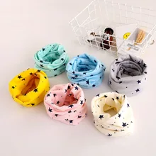 Хлопковый снуд, детский шарф с рисунком Kawaii, мягкий теплый шарф для мальчиков и девочек, зимние шарфы с кольцами для малышей, B039