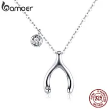 BAMOER, летнее ожерелье с подвеской в виде косточки, 925 пробы, серебряное ожерелье с надписью Lucky Guardian, корейское ювелирное изделие BSN046