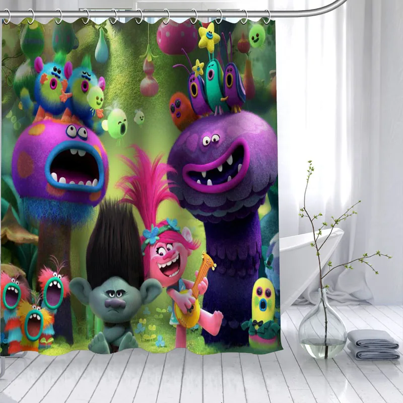 

Custom Trolls Shower Curtain 3D Waterproof Polyester Fabric Bath Curtain High Defintion Printing 12 Hooks For The Bathroom