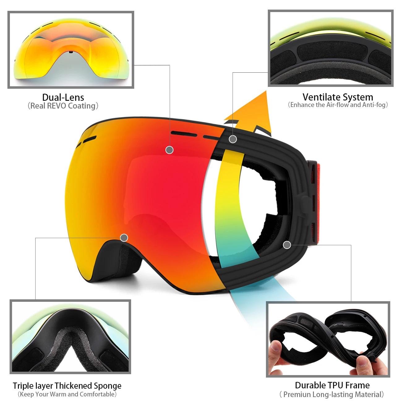 Лыжные очки MAXJULI-со сменной оптикой-снежные очки премиум-класса