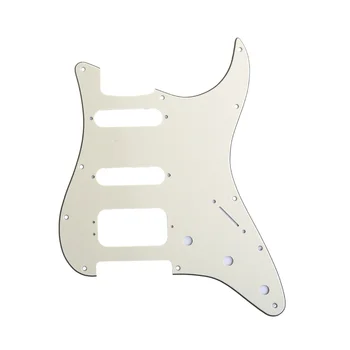 

Musiclily Pro 11-Hole Round Corner HSS Guitar Strat Pickguard for USA/Mexican Stratocaster 3-screw Pickup, 3Ply Cream