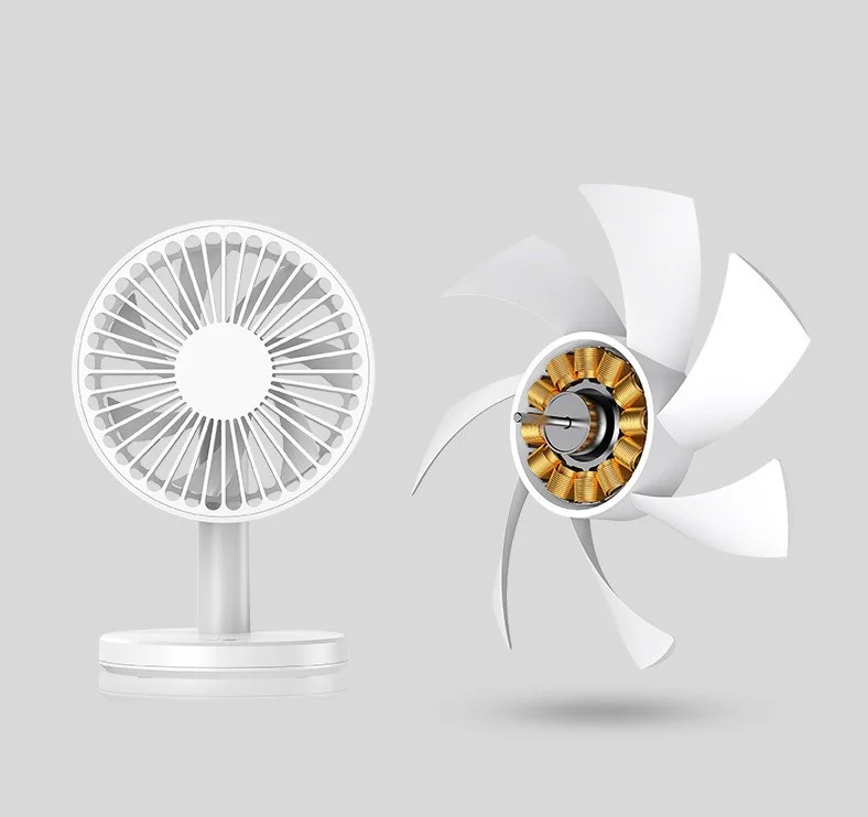 Small Personal Desktop Fan USB Charging Low Noise Rechargeable 3Mode Wind Speed Fan Mini for Office Bedroom