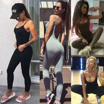 

Women Sport Gym Yoga Running Fitness Jumpsuit Bodysuit Pant Leggings Athletic