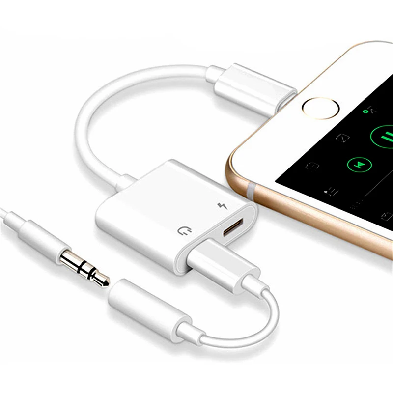 

2 in 1 For dual Lightning Charging&Audio Adapter Splitter Headphone Aux Cable Charge/Call OTG adapter for IOS iPhone X 7 8 Plus