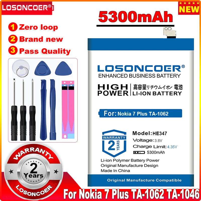LOSONCOER Топ бренд 100% новый HE347 аккумулятор для Nokia 7 plus 1 TA 1062 1046 1055 N7P N P 1041 5300