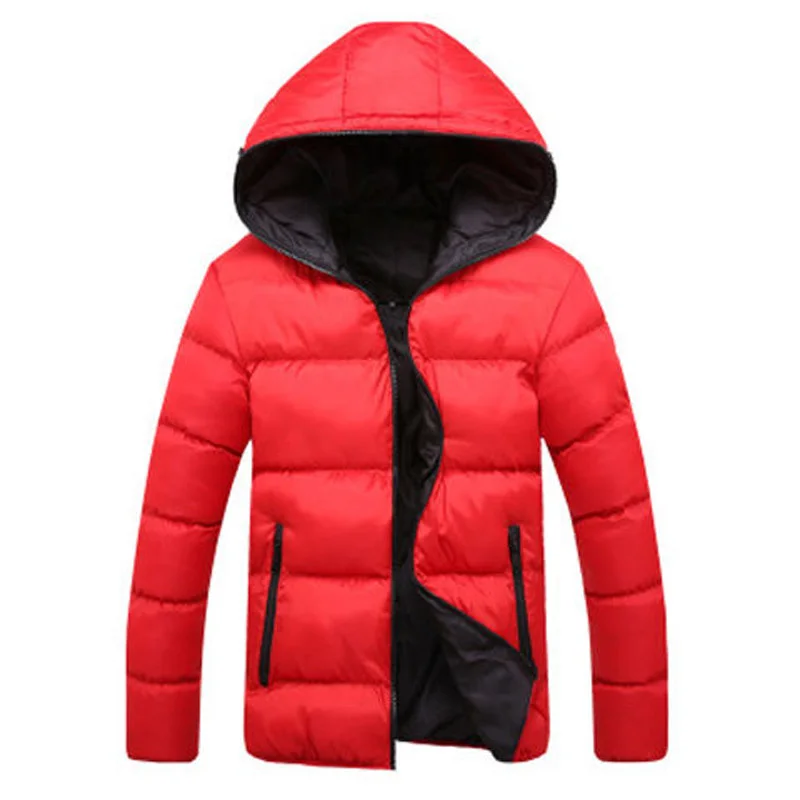 Hot Winter Outwear Padded Coat Zipper Warm Men Hooded Jacket Fashion Thick Slim Boy Coat