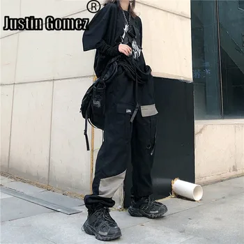 

Autumn Women's Casual Streetwear Cargo Pants Women Fashion Hip Hop Trousers Women Black High Waist Ladies Loose Harajuku Pants