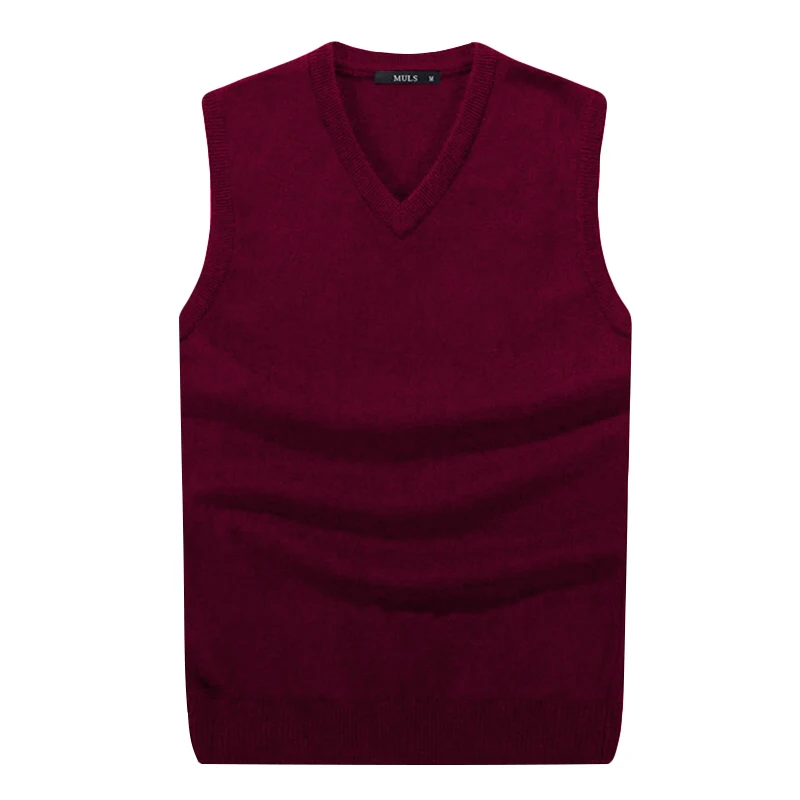 S-6XL Men Sleeveless Sweater Vest Male Autumn Spring Cotton Knitted Solid Vest Sweater Man Business V Neck Top Slim Sweaters Boy 3