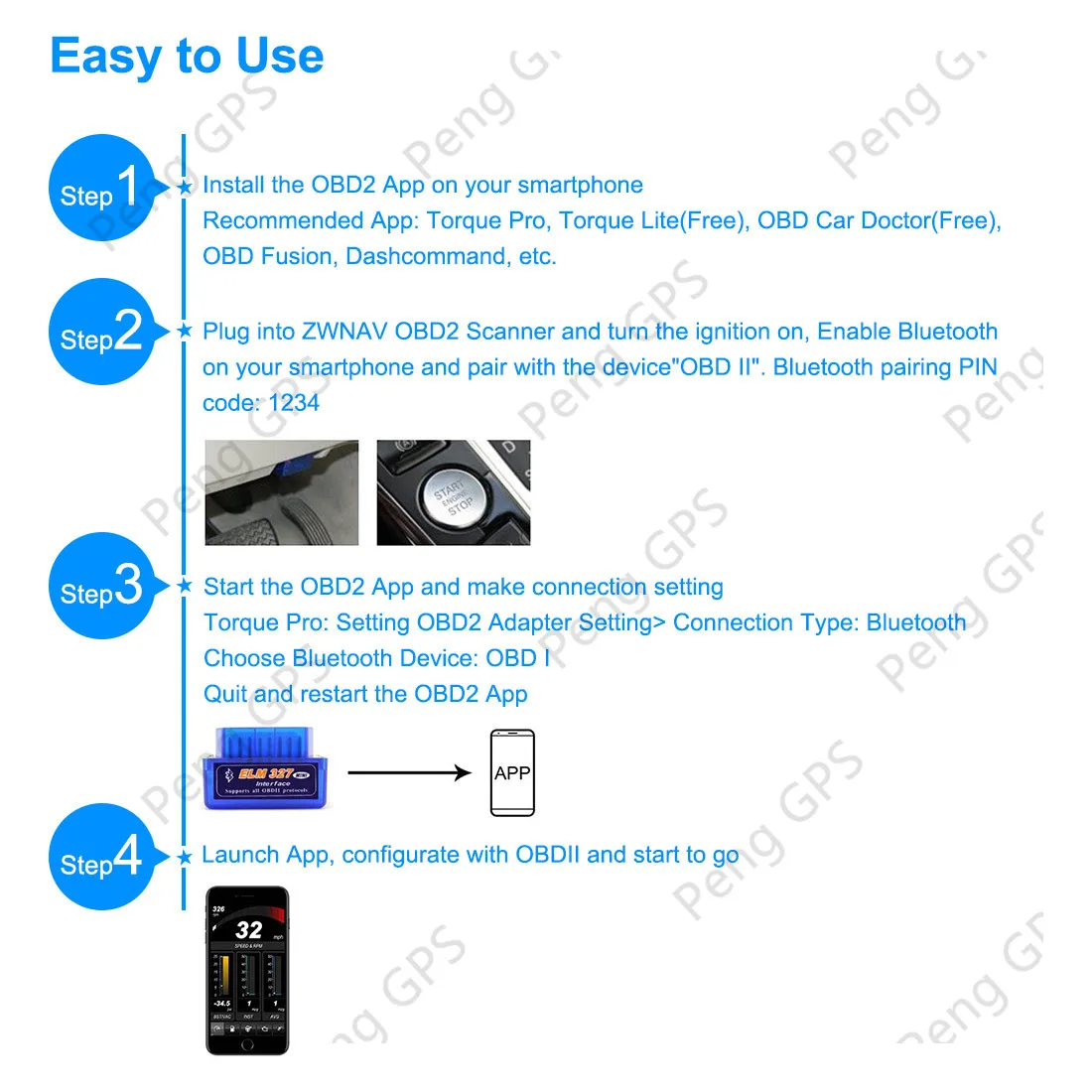 Android 5,1 Android6.0 Android7.1 Android8.0 система для OBD2 ELM327 bluetooth модель BT OBD инструменты для использования в автомобильной навигации