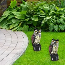 Открытый сад моделирование сова украшения реалистичный звук голоса птица напугать лес декоративные изделия из охотничья приманка с наклейкой