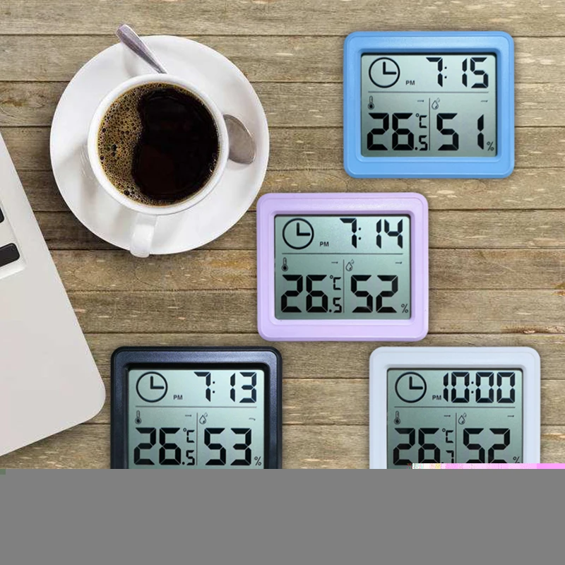 Многоцветный простой ЖК-дисплей Электронный календарь будильник термометр гигрометр прикроватный стол для декора может измерять высоту