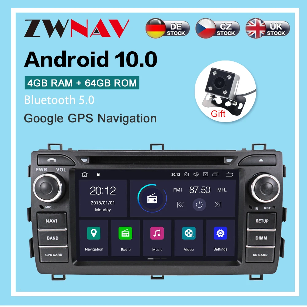 

Android 10.0 4+64GB Car radio player GPS Navigation for Toyota Auris 2013-2015 Multimedia Player Radio video stereo headunit dsp