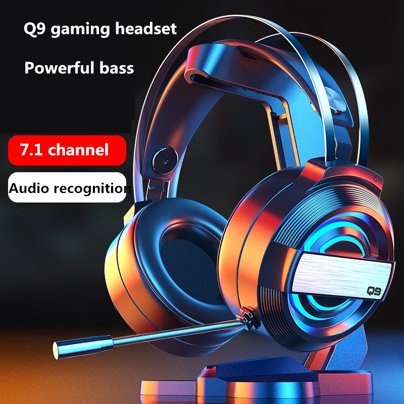 New wired computer headset with mic gaming Internet cafe dedicated headset music subwoofer 7 1 channel headset