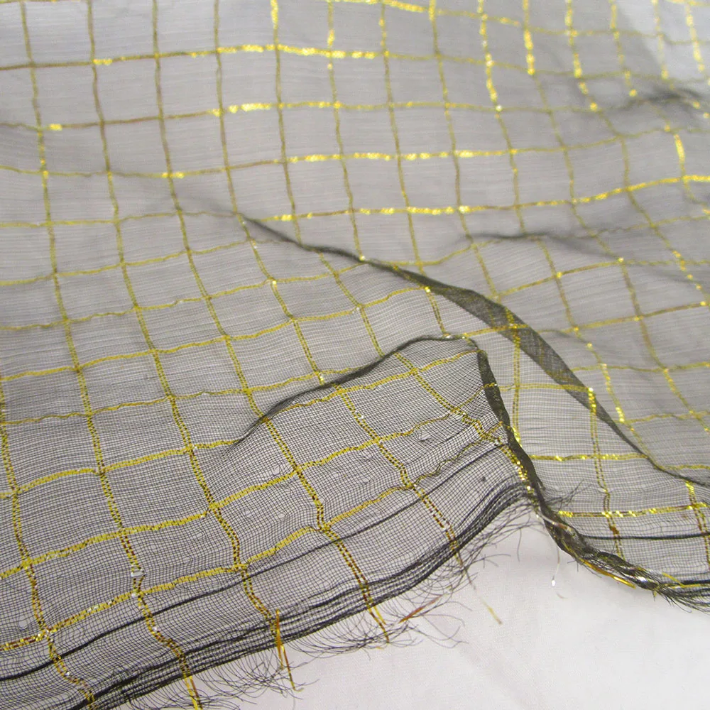 Классическая сетка Золотой Блестящий тюль ткань французские Вечерние платья Прозрачная сетчатая ткань Рождественский фестиваль Декор ткань